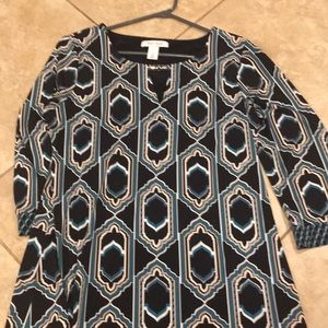 Black and teal tunic top